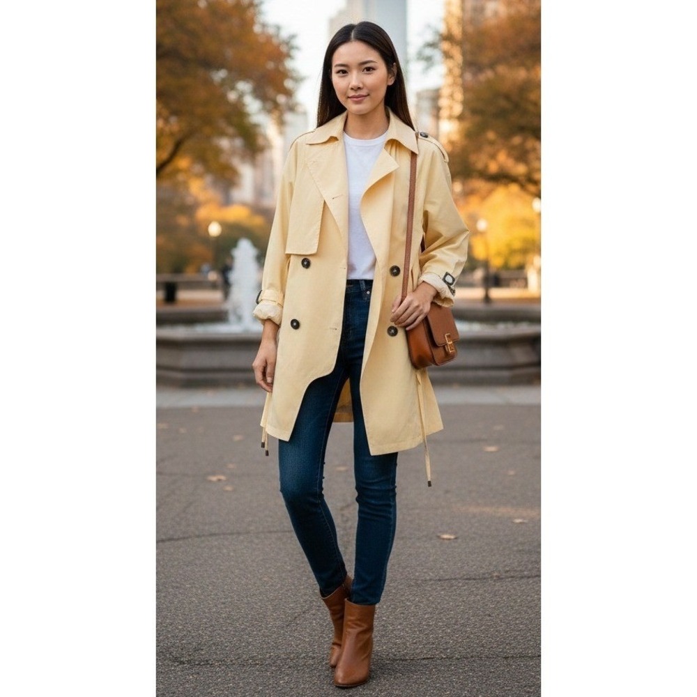 Lindi Women's Trench Jacket‎ Double Breasted Outdoor Beige Small NWT J3205W-13C